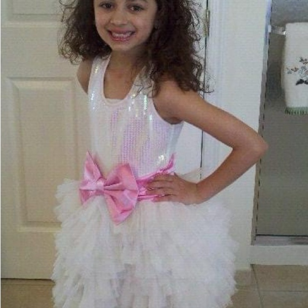 White with Pink Bow Designer Dress